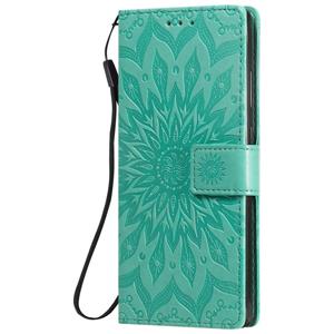 huismerk Voor Samsung Galaxy Note20 In reliëf zonnebloempatroon horizontaal flip pu lederen hoes met Holder & Card Slots & Wallet & Lanyard(Groen)