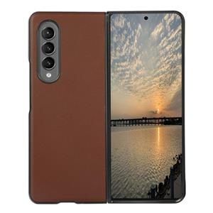 huismerk For Samsung Galaxy Z Fold3 5G Lambskin Texture Shockproof Protective Leather Case(Brown)