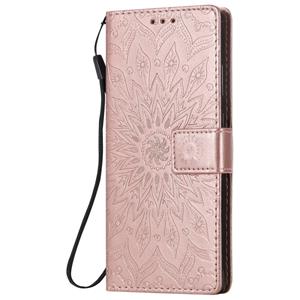 huismerk Voor Samsung Galaxy Note20 In reliëf zonnebloempatroon horizontaal flip pu lederen koffer met Holder & Card Slots & Wallet & Lanyard(Rose Gold)