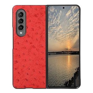 huismerk For Samsung Galaxy Z Fold3 5G Ostrich Skin Texture Shockproof Protective Leather Case(Red)