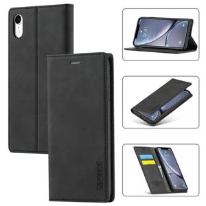 lc.imeeke Lc. IMEEKE Sterk Magnetisme Ultradunne horizontale flip schokbestendige matte TPU + PU lederen hoes met Holder & Card Slots & Wallet Voor iPhone XR(Zw