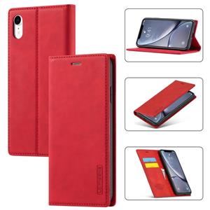 lc.imeeke Lc. IMEEKE Sterk magnetisme Ultradun horizontaal flip schokbestendige matte TPU + PU lederen hoes met Holder & Card Slots & Wallet Voor iPhone XR(Rood