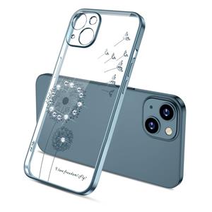 huismerk Galvaniseren Diamond Paardebloem Patroon TPU Schokbestendige Beschermhoes Voor iPhone 13 Mini (Navy Blue)