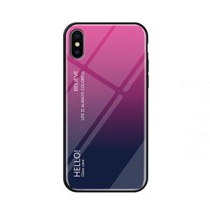 huismerk Verlopende kleur glas Case voor iPhone X / XS (Magenta)