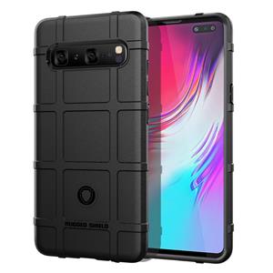 huismerk Schokbestendig Rugged Shield volledige dekking beschermende siliconen case voor Galaxy S10 5G (zwart)