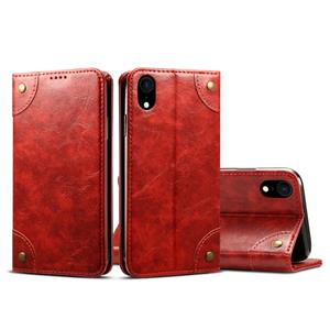 Huismerk Voor iPhone XR barok eenvoudige horizontale Flip lederen draagtas met houder & kaartsleuven & portemonnee (rood)