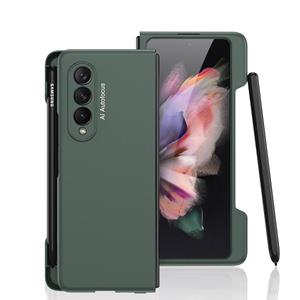 Voor Samsung Galaxy Z Fold3 5G GKK Ultra-Thin PC Telefoon Flip Case met Side Pen Slot (Dark Night Green)