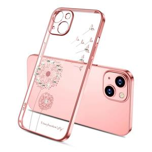 huismerk Electroplating Diamond Paardebloem Patroon TPU Schokbestendige Beschermhoes Voor iPhone 13 Mini (Rose Gold)