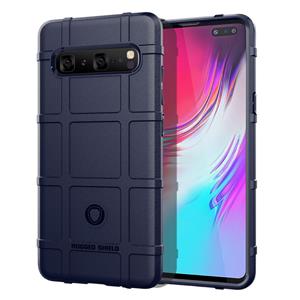 huismerk Schokbestendig Rugged Shield volledige dekking beschermende siliconen case voor Galaxy S10 5G (blauw)