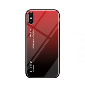 huismerk Kleurovergang glas Case voor iPhone X/XS (rood)