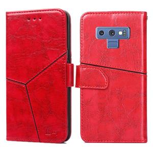 huismerk Voor Samsung Galaxy Note9 Geometrische stiksels horizontale flip TPU + PU lederen hoes met Holder & Card Slots & Wallet(Rood)