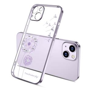 huismerk Electroplating Diamond Paardebloem Patroon TPU Schokbestendige Beschermhoes Voor iPhone 13 Mini (Paars)