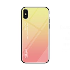 huismerk Kleurovergang glas Case voor iPhone X/XS (geel)