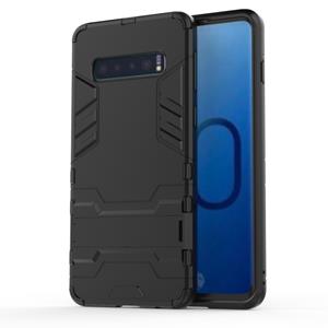 huismerk Schokbestendige PC + TPU Case voor Galaxy S10 met houder (zwart)