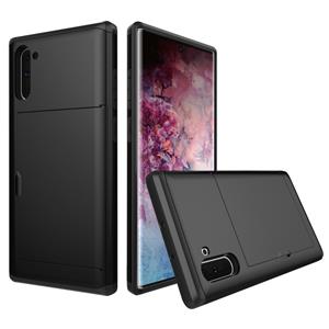 huismerk Schokbestendig robuuste Armor beschermhoes met kaartsleuf voor Galaxy Note 10 (zwart)