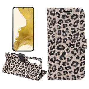 huismerk Voor Samsung Galaxy S22 5G Leopard Pattern Flip Leather Telefoon Case (Brown)