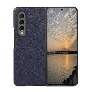 huismerk For Samsung Galaxy Z Fold3 5G Litchi Texture Shockproof Protective Leather Case(Blue)