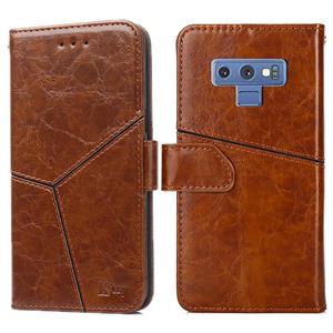 huismerk Voor Samsung Galaxy Note9 Geometrische Stiksels Horizontale Flip TPU + PU Lederen Hoesje met Houder & Kaart Slots & Portemonnee (Lichtbruin)