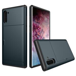 huismerk Schokbestendig robuuste Armor beschermende case met kaartsleuf voor Galaxy Note 10 (marineblauw)