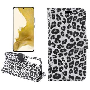 huismerk Voor Samsung Galaxy S22 5G Leopard Pattern Flip Leather Phone Case (White)