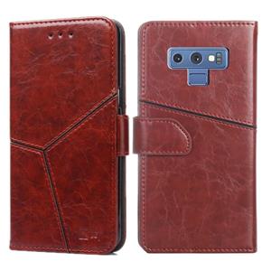 huismerk Voor Samsung Galaxy Note9 Geometrische stiksels horizontale flip TPU + PU lederen hoes met Holder & Card Slots & Wallet(Donkerbruin)