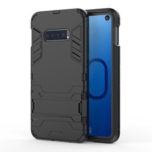 huismerk Schokbestendige PC + TPU Case voor Galaxy S10e met houder (zwart)