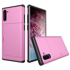 huismerk Schokbestendig robuuste Armor beschermende case met kaartsleuf voor Galaxy Note 10 (roze)