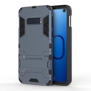 huismerk Schokbestendige PC + TPU Case voor Galaxy S10e met houder (marineblauw)