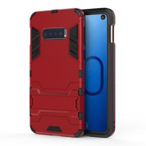 huismerk Schokbestendige PC + TPU Case voor Galaxy S10e met houder (rood)