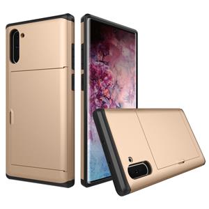 huismerk Schokbestendig robuuste Armor beschermende case met kaartsleuf voor Galaxy Note 10 (goud)