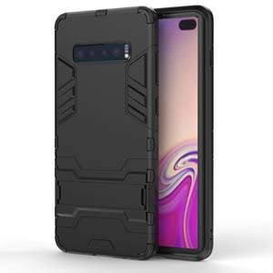 huismerk Schokbestendige PC + TPU geval voor Galaxy S10 PLUS met houder (zwart)