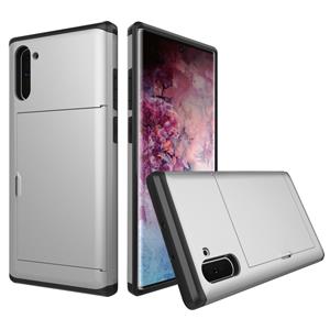 huismerk Schokbestendig robuuste Armor beschermende case met kaartsleuf voor Galaxy Note 10 (zilver)