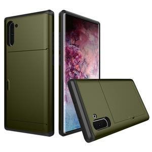 huismerk Schokbestendig robuuste Armor beschermende case met kaartsleuf voor Galaxy Note 10 (Army Green)