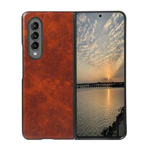 huismerk For Samsung Galaxy Z Fold3 5G Business Genuine Leather Texture Shockproof Protective Leather Case(Brown)