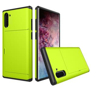 huismerk Schokbestendig robuuste Armor beschermende case met kaartsleuf voor Galaxy Note 10 (groen)