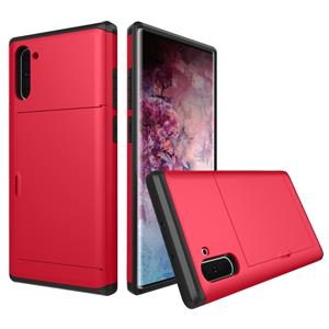 huismerk Schokbestendig robuuste Armor beschermende case met kaartsleuf voor Galaxy Note 10 (rood)