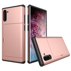 huismerk Schokbestendig robuuste Armor beschermende case met kaartsleuf voor Galaxy Note 10 (Rose goud)