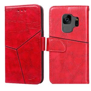 huismerk Voor Samsung Galaxy S9 Geometrische stiksels horizontale flip TPU + PU lederen hoes met Holder & Card Slots & Wallet(Rood)