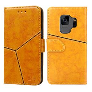 huismerk Voor Samsung Galaxy S9 Geometrische stiksels horizontale flip TPU + PU lederen hoes met Holder & Card Slots & Wallet(Geel)