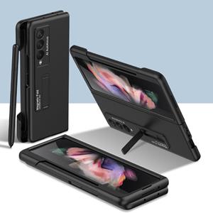 Voor Samsung Galaxy Z Fold3 5G GKK Ultra-Thin PC Telefoon Flip Case met Houder & Side Pen Slot