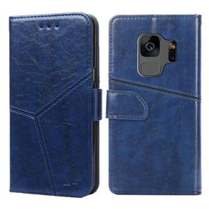 huismerk Voor Samsung Galaxy S9 Geometrische stiksels horizontale flip TPU + PU lederen hoes met Holder & Card Slots & Wallet(Blauw)