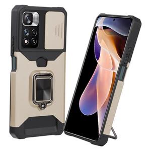 huismerk Voor Xiaomi Redmi Note 11 PRO / OPMERKING 11 PRO + Glijdende Camera Cover Design PC + TPU Shockproof Phone Case (Gold)