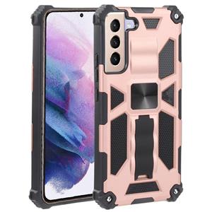 huismerk Voor Samsung Galaxy S22 + 5G schokbestendige TPU + PC Magnetische beschermende telefoonhoes met houder (ROSE GOUD)