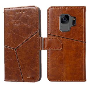 huismerk Voor Samsung Galaxy S9 Geometrische Stiksels Horizontale Flip TPU + PU Lederen Case met Houder & Kaart Slots & Portemonnee (Lichtbruin)