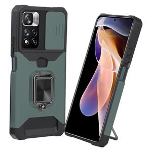 huismerk Voor Xiaomi Redmi Note 11 PRO / OPMERKING 11 PRO + Sliding Camera Cover Design PC + TPU Shockproof Phone Case (Dark Green)