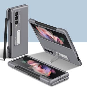 Voor Samsung Galaxy Z Fold3 5G GKK Ultra-Thin PC Telefoon Flip Case met Houder & Side Pen Slot