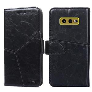 huismerk Voor Samsung Galaxy S10e Geometrische stiksels horizontale flip TPU + PU lederen hoes met Holder & Card Slots & Wallet(Zwart)