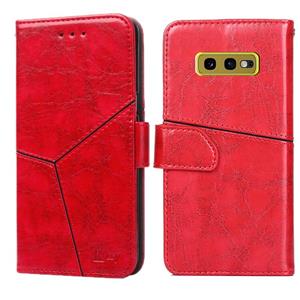 huismerk Voor Samsung Galaxy S10e Geometrische stiksels horizontale flip TPU + PU lederen hoes met Holder & Card Slots & Wallet(Rood)