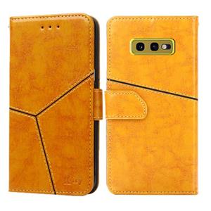 huismerk Voor Samsung Galaxy S10e Geometrische stiksels horizontale flip TPU + PU lederen hoes met Holder & Card Slots & Wallet(Geel)