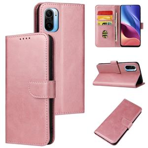 huismerk Voor Xiaomi Redmi K40 Calf Texture Gesp horizontale Flip Lederen Case met Houder & Card Slots & Wallet (Rose Gold)